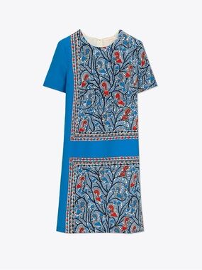 TORY BURCH Mallory Something Wild 100% Silk Printed Shift Dress